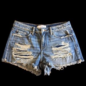 KanCan Jean Shorts - Size 7 Juniors - Distressed Ripped Denim